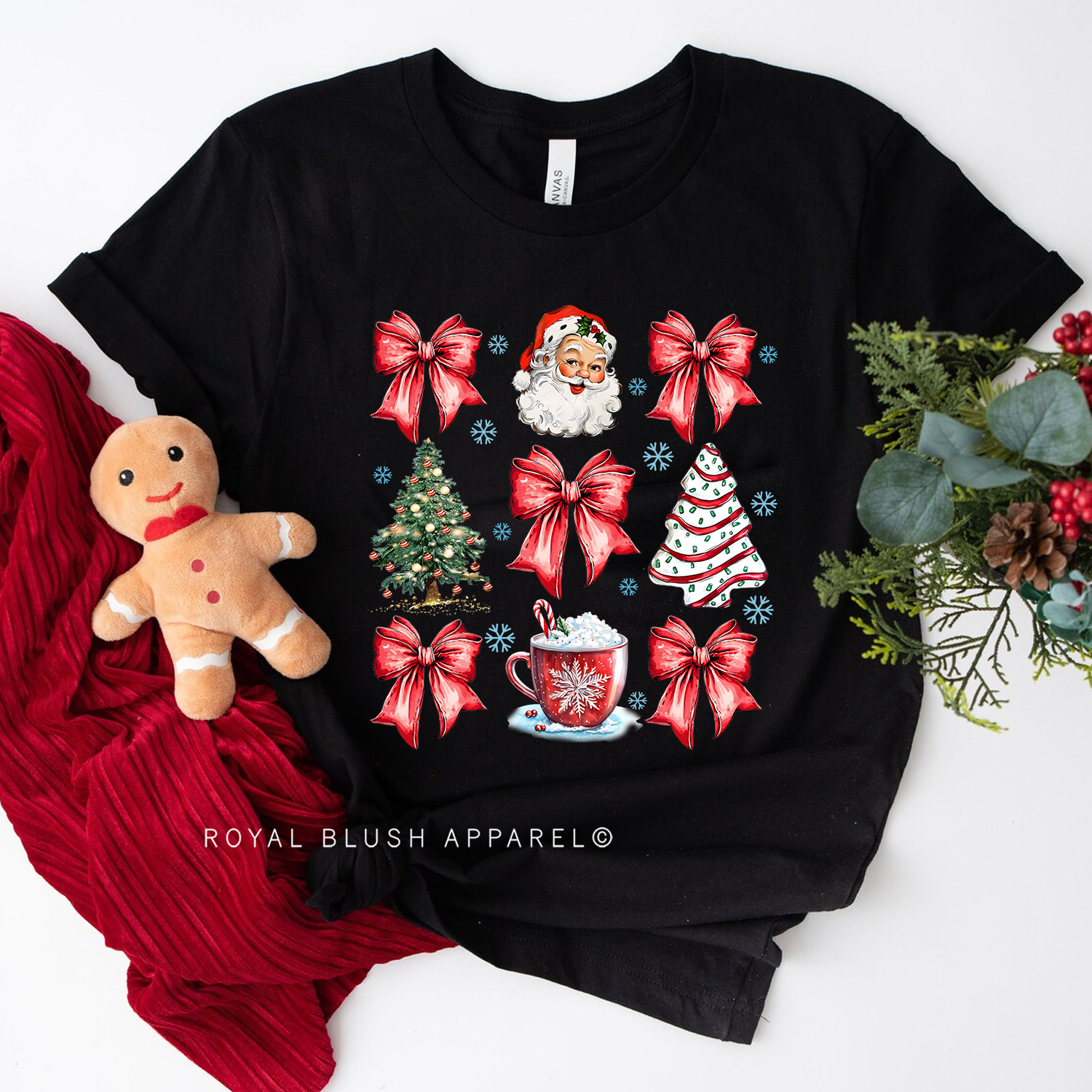 Christmas Bows Relaxed Unisex T-shirt