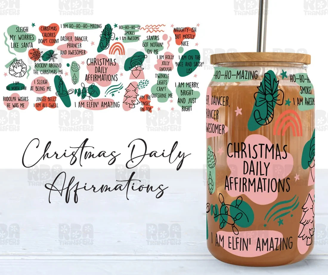 Christmas Daily Affirmations Iced Coffee Glass