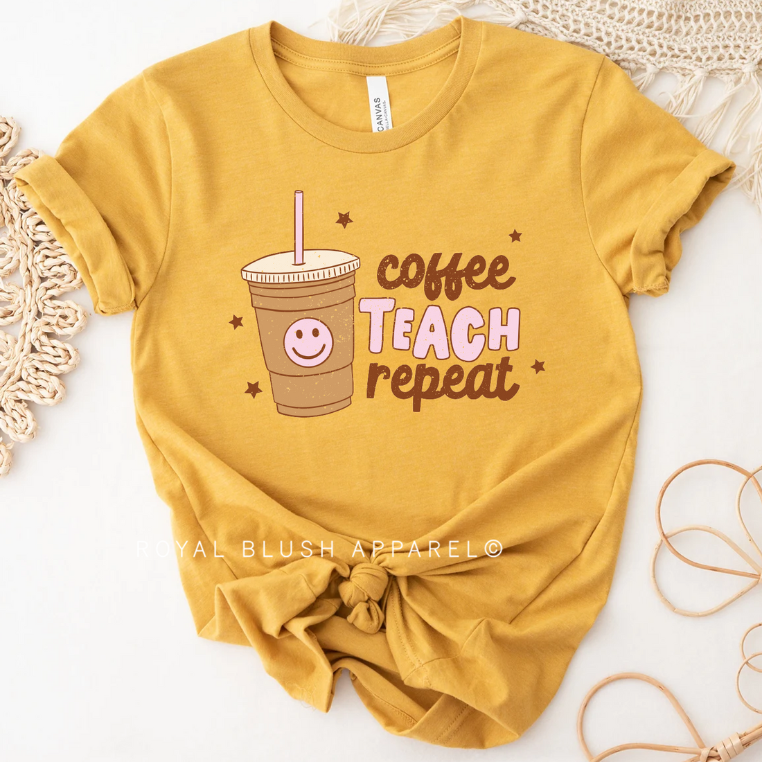 T-shirt unisexe Coffee Teach Repeat Relax
