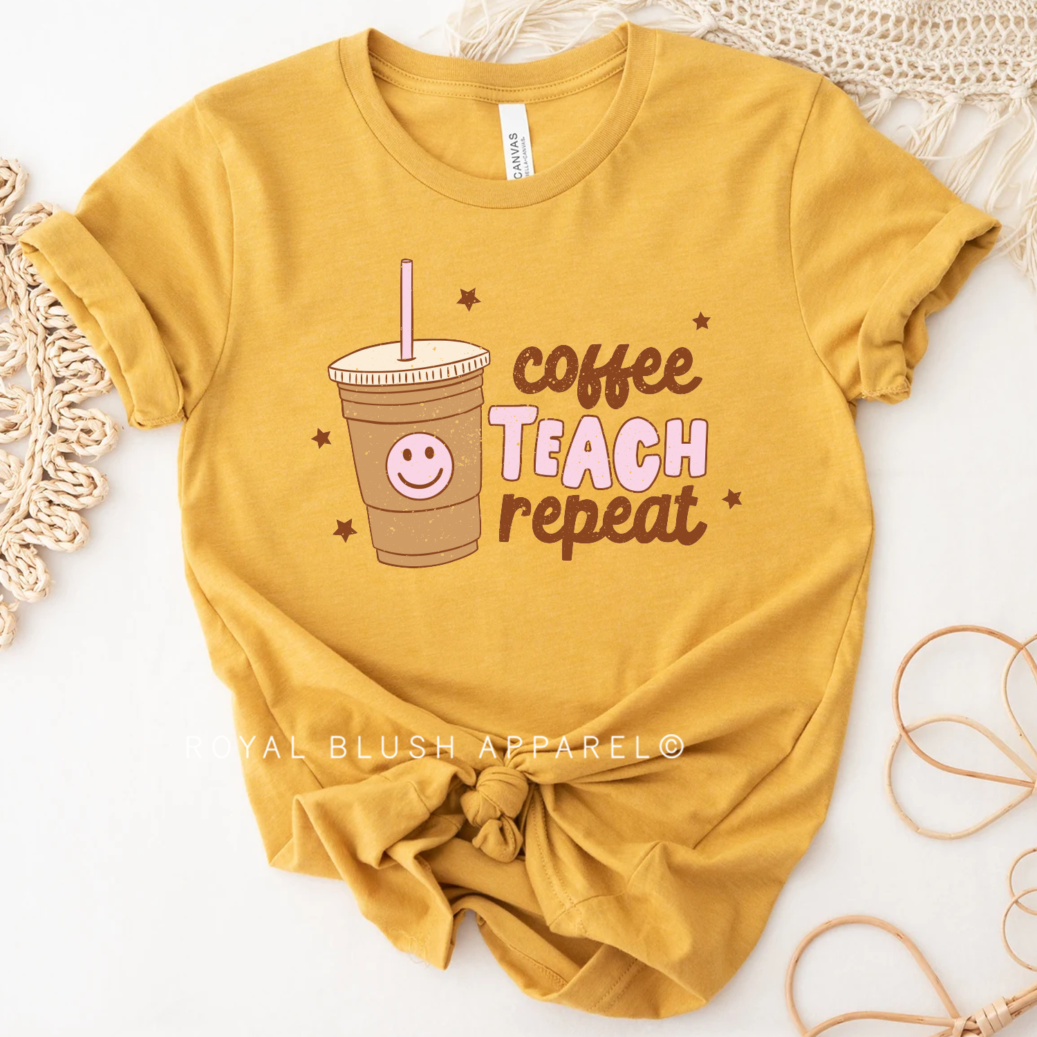 T-shirt unisexe Coffee Teach Repeat Relax