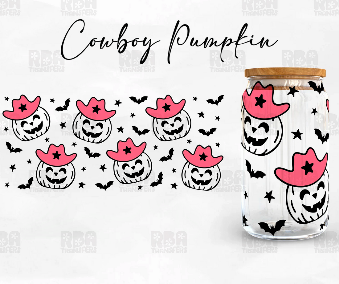 Cowboy Pumpkins Iced Coffee Glass