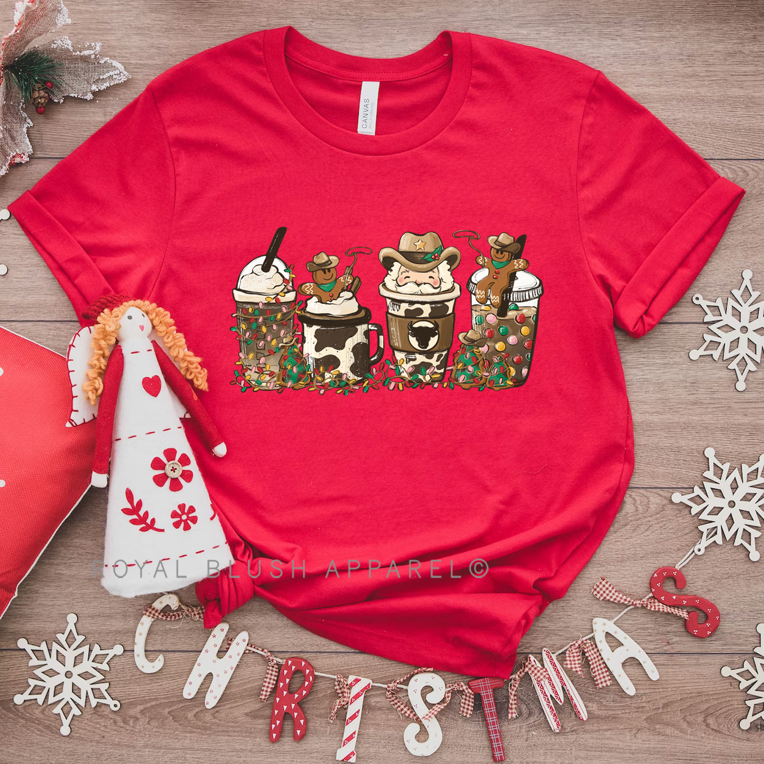 Cowboy Christmas Coffee Relaxed Unisex T-shirt