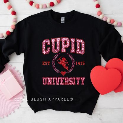 Cupid University Faux Sequin Sweatshirt