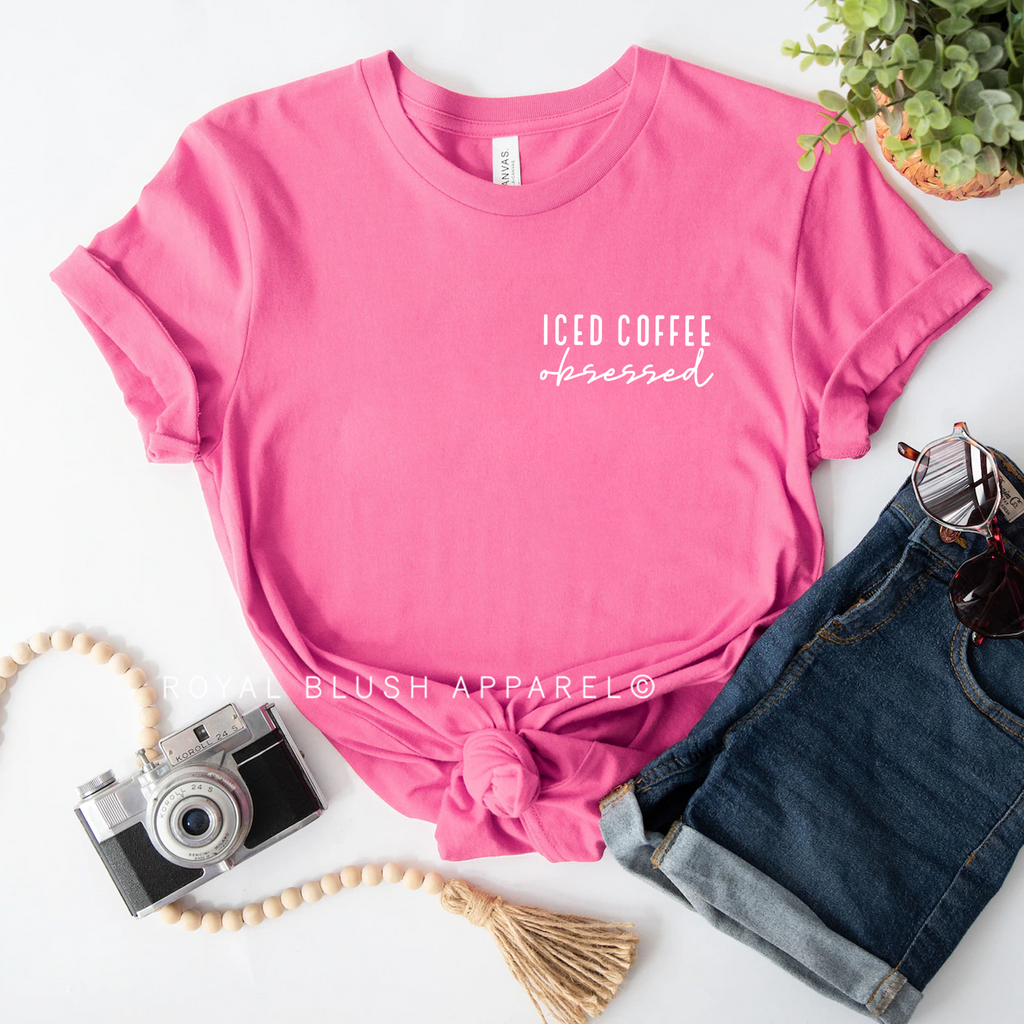 Iced Coffee Obsessed Cursive coffee T-shirt