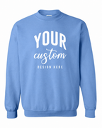 Custom Carolina Blue Gildan 18000 unisex crewneck sweatshirt with Your Custom Design Here print
