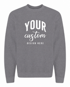 Custom Graphite Grey Gildan 18000 unisex crewneck sweatshirt with Your Custom Design Here print