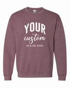 Custom Heather Sport Dark Maroon Gildan 18000 unisex crewneck sweatshirt with Your Custom Design Here print