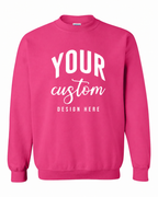 Custom Heliconia Pink Gildan 18000 unisex crewneck sweatshirt with Your Custom Design Here print