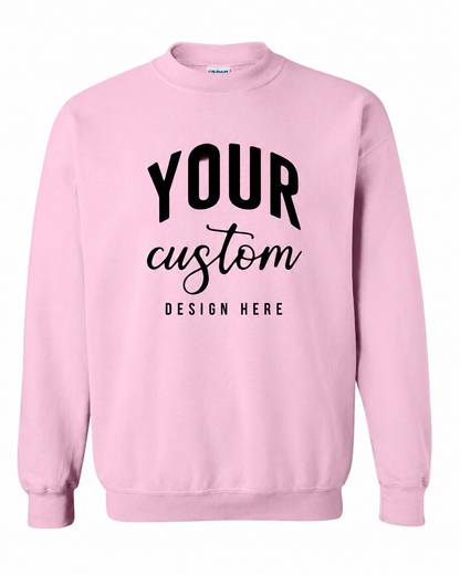 Custom Light Pink Gildan 18000 unisex crewneck sweatshirt with Your Custom Design Here print