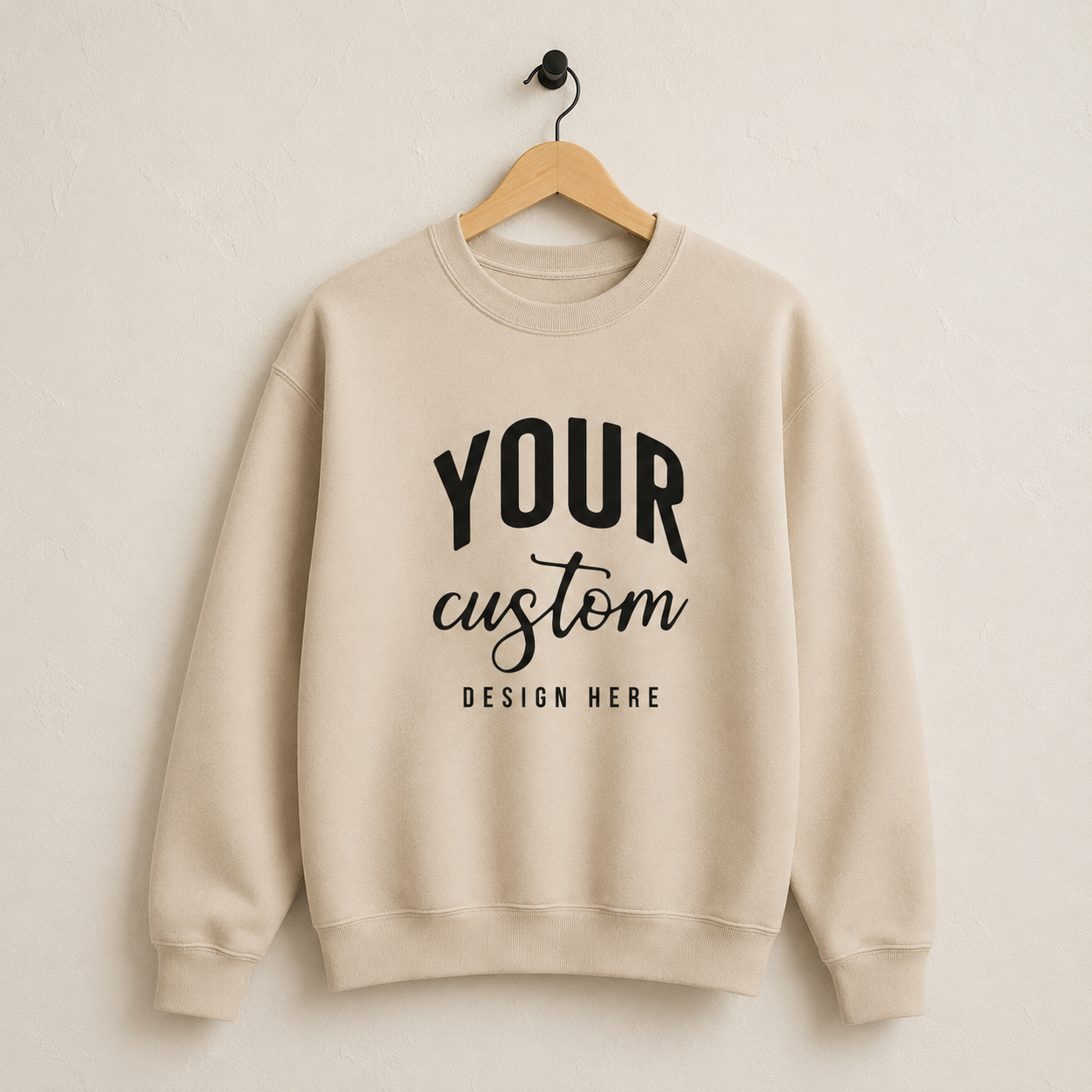 Custom sand unisex crewneck sweatshirt with personalized design