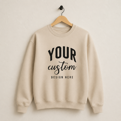 Custom sand unisex crewneck sweatshirt with personalized design