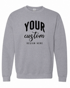 Custom Sport Grey Gildan 18000 unisex crewneck sweatshirt with Your Custom Design Here print