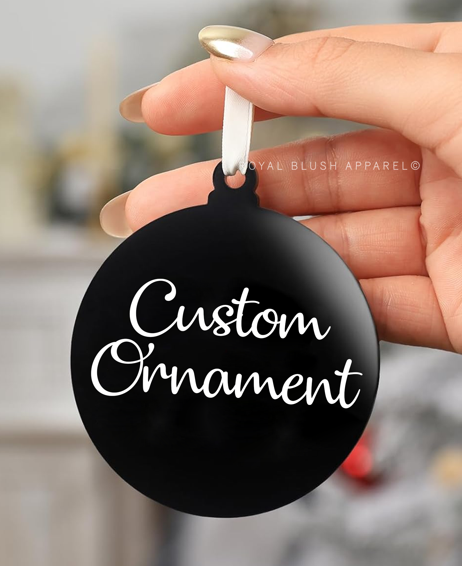 Custom Black Acrylic Round Ornament