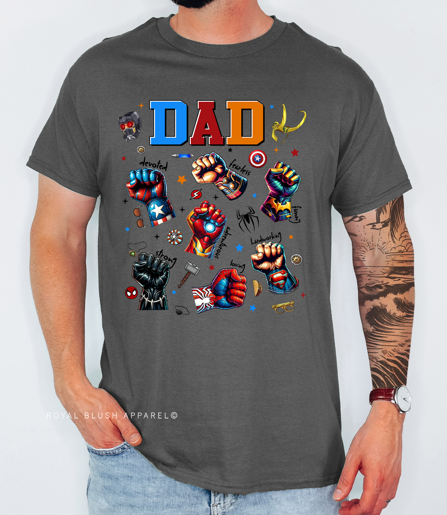 Dad Devoted Fearless Superhero Relaxed Unisex T-shirt