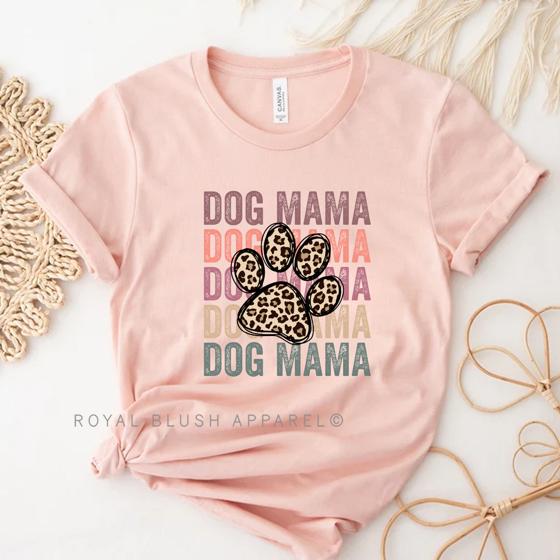 Leopard Dog Mama T-shirt unisexe décontracté