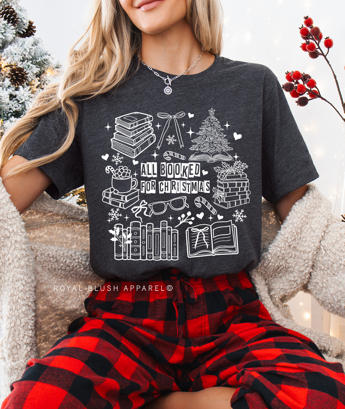 Doodle All Booked For Christmas Relaxed Unisex T-shirt