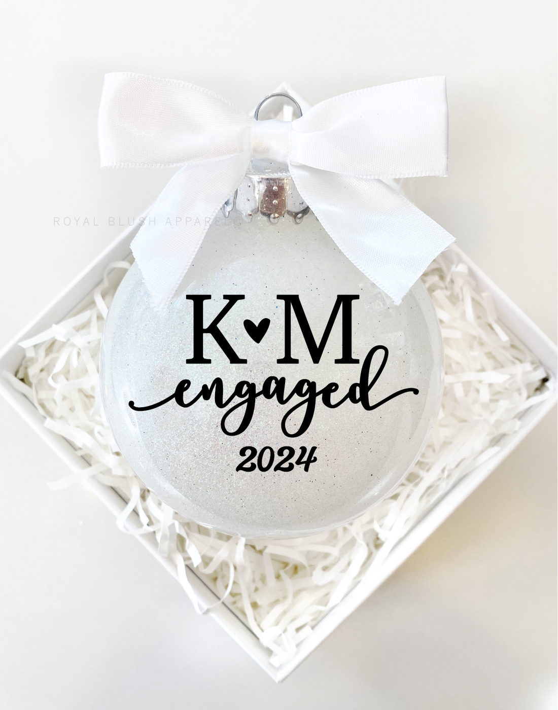 Custom Engaged 2024 Glitter Ornament