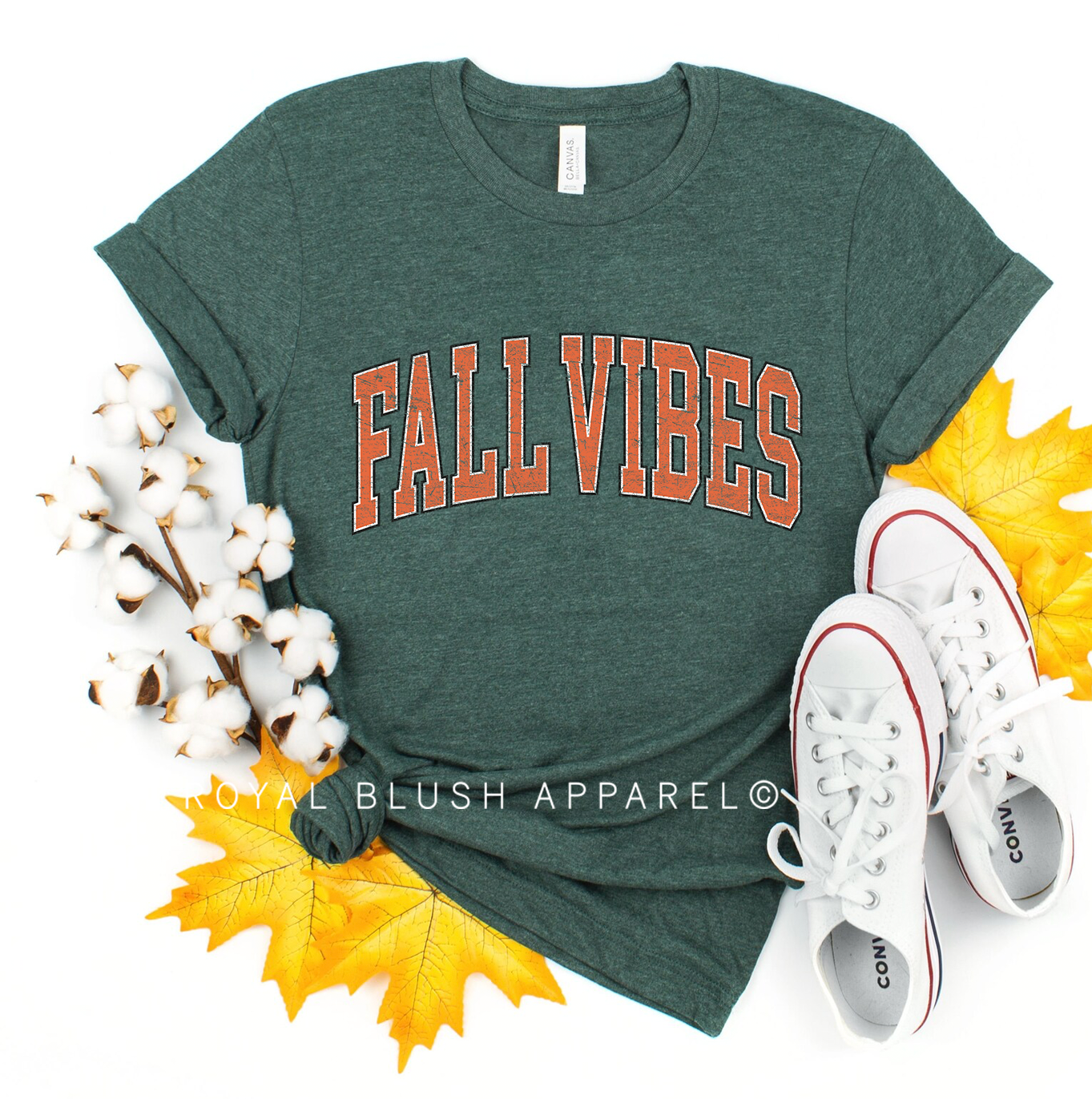 Orange FALL VIBES Relaxed Unisex T-shirt
