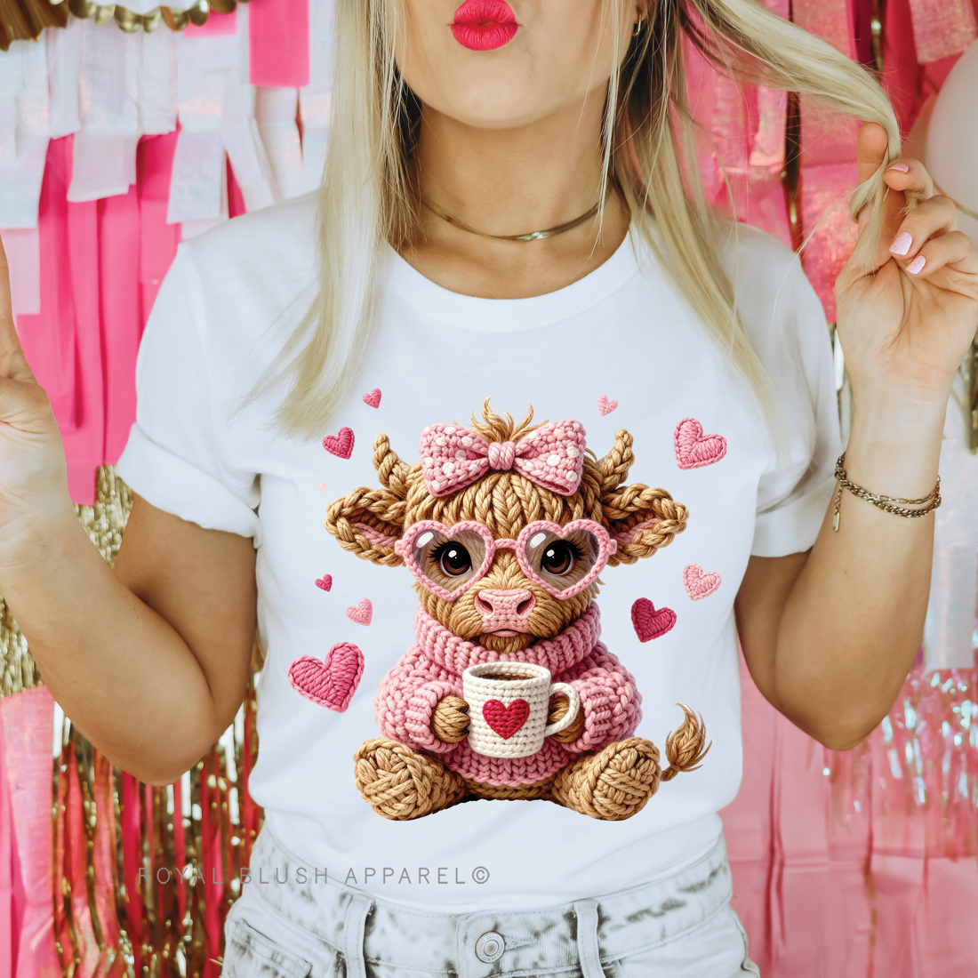 Faux-Yarn Cow Sunglasses Relaxed Unisex T-shirt