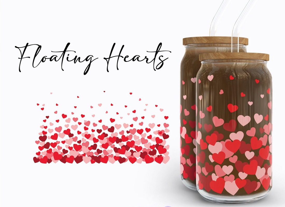 Floating Hearts Iced Coffee Glass