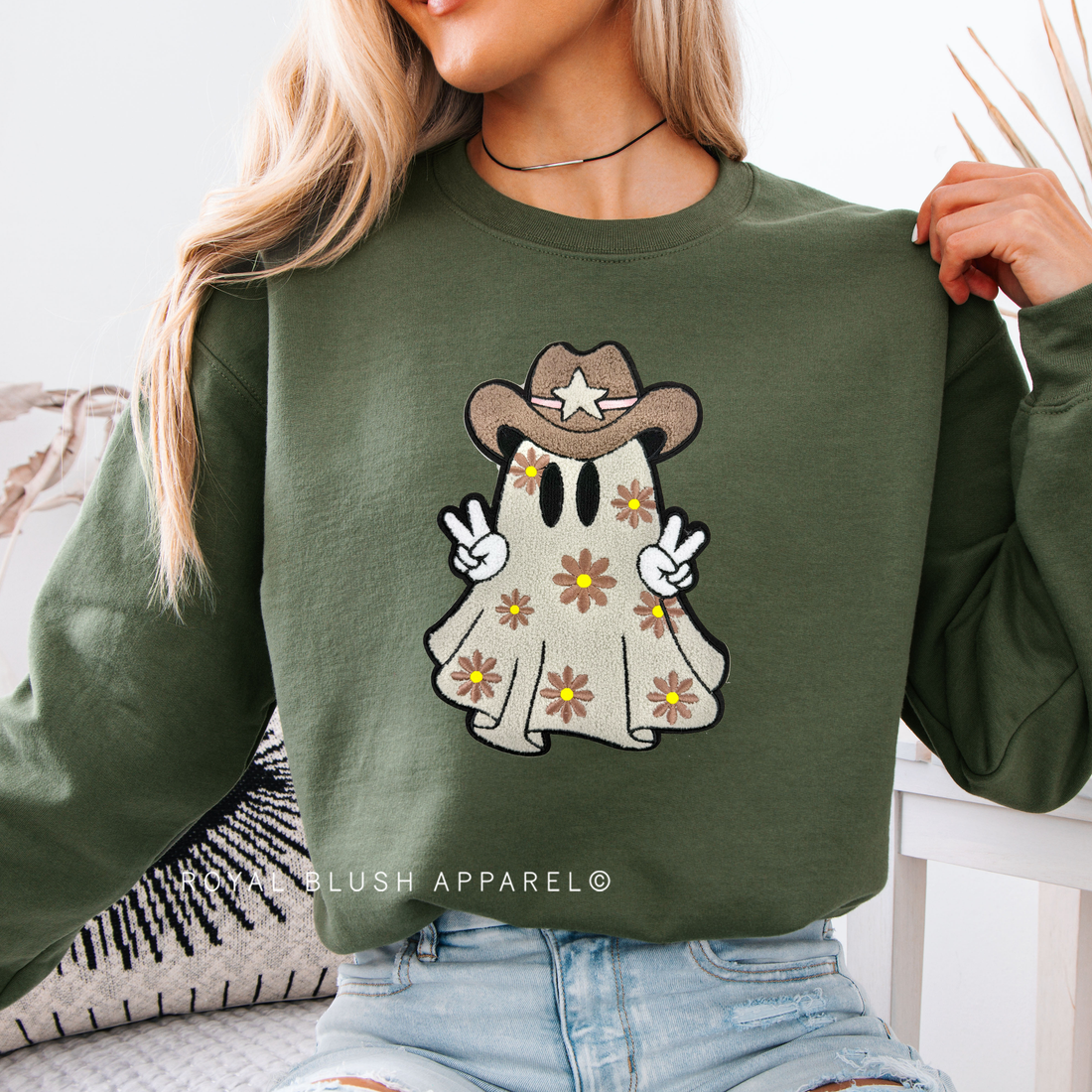 Floral Ghost Patch Sweatshirt