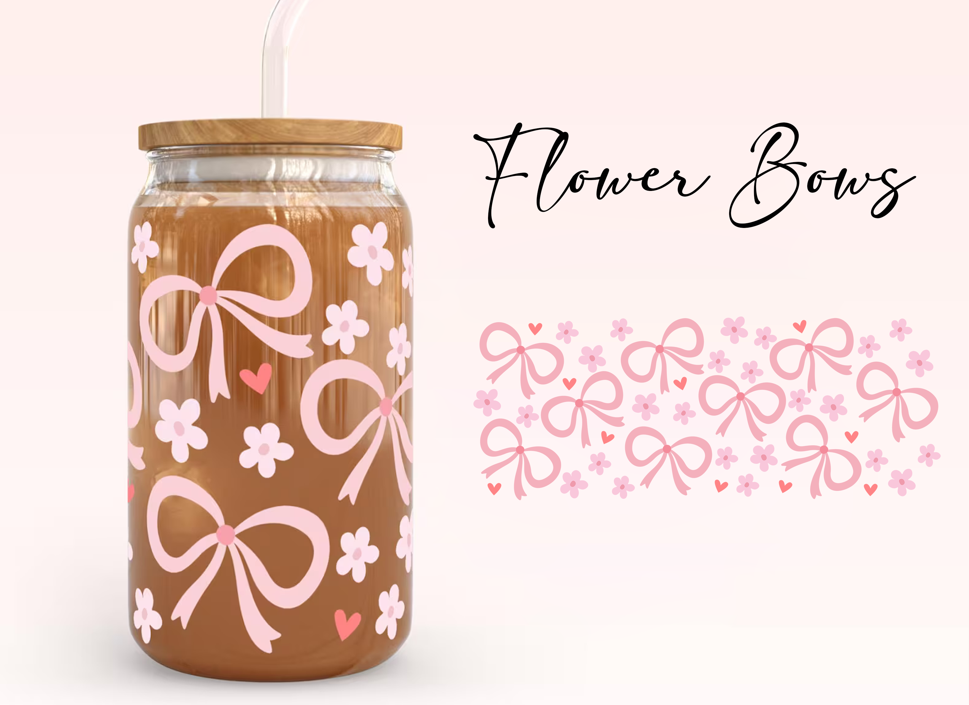 Flower Bows Iced Coffee Glass