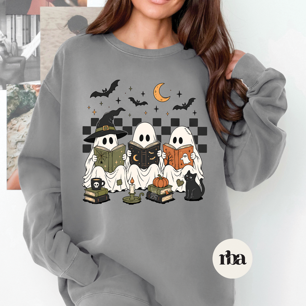 Ghost Bookclub Sweatshirt mockup.