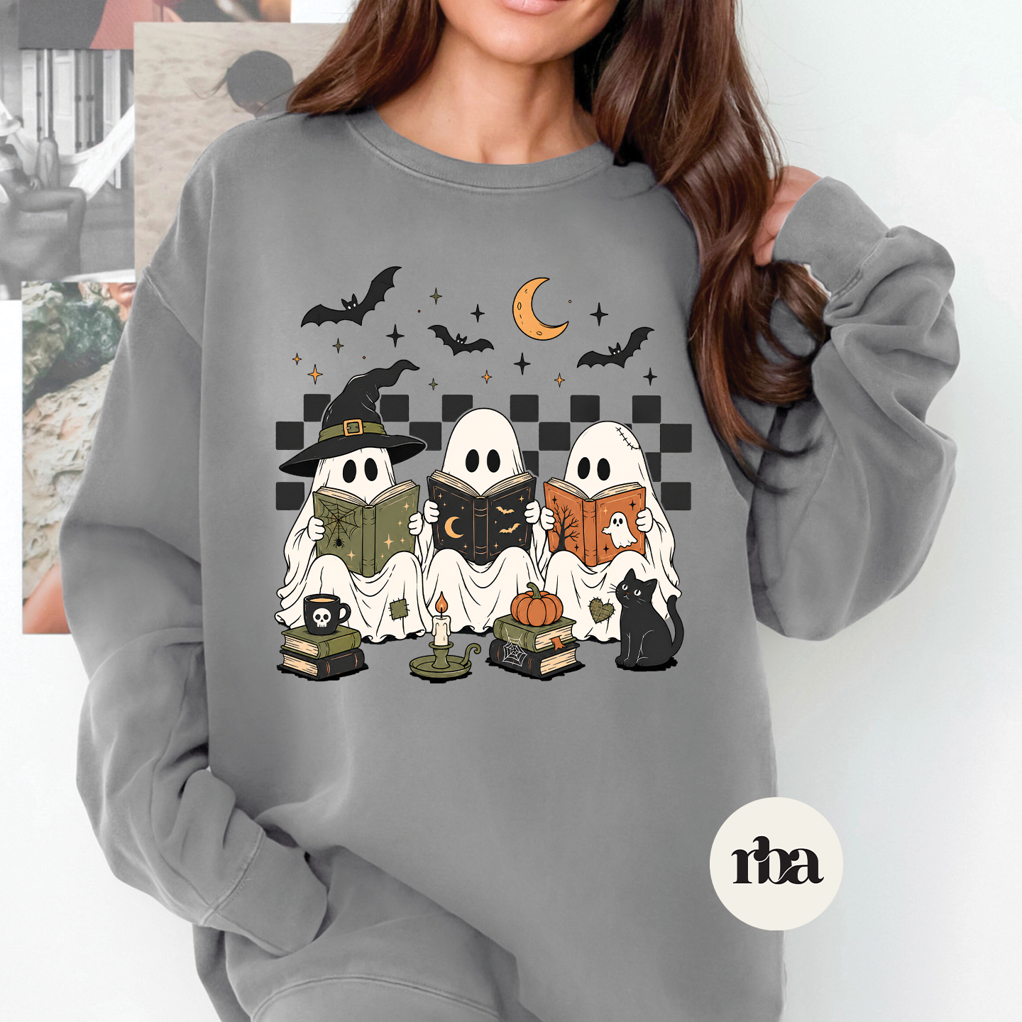 Ghost Bookclub Sweatshirt mockup.