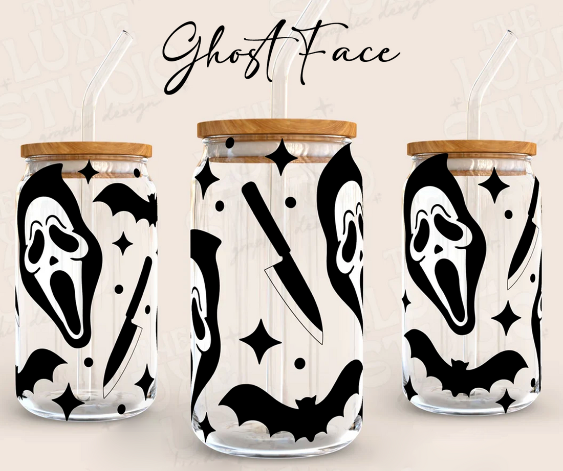 Ghost Face Iced Coffee Glass