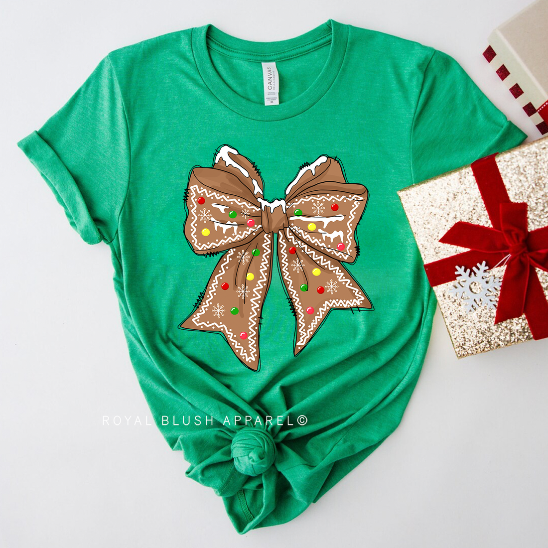 Gingerbread Bow Relaxed Unisex T-shirt