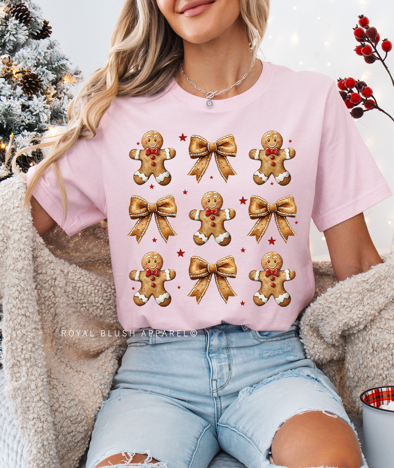 Gingerbread Coquette Bow Relaxed Unisex T-shirt
