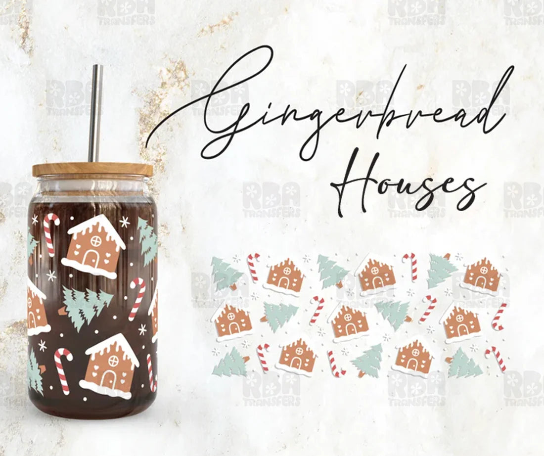 Gingerbread Houses Iced Coffee Glass