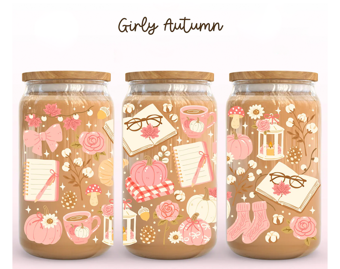 Girly Autumn Iced Coffee Glass