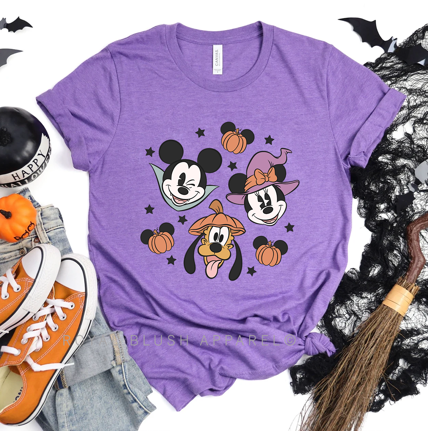 Minnie Witch, Mouse Vampire And Goofy Pumpkin Relaxed Unisex T-shirt