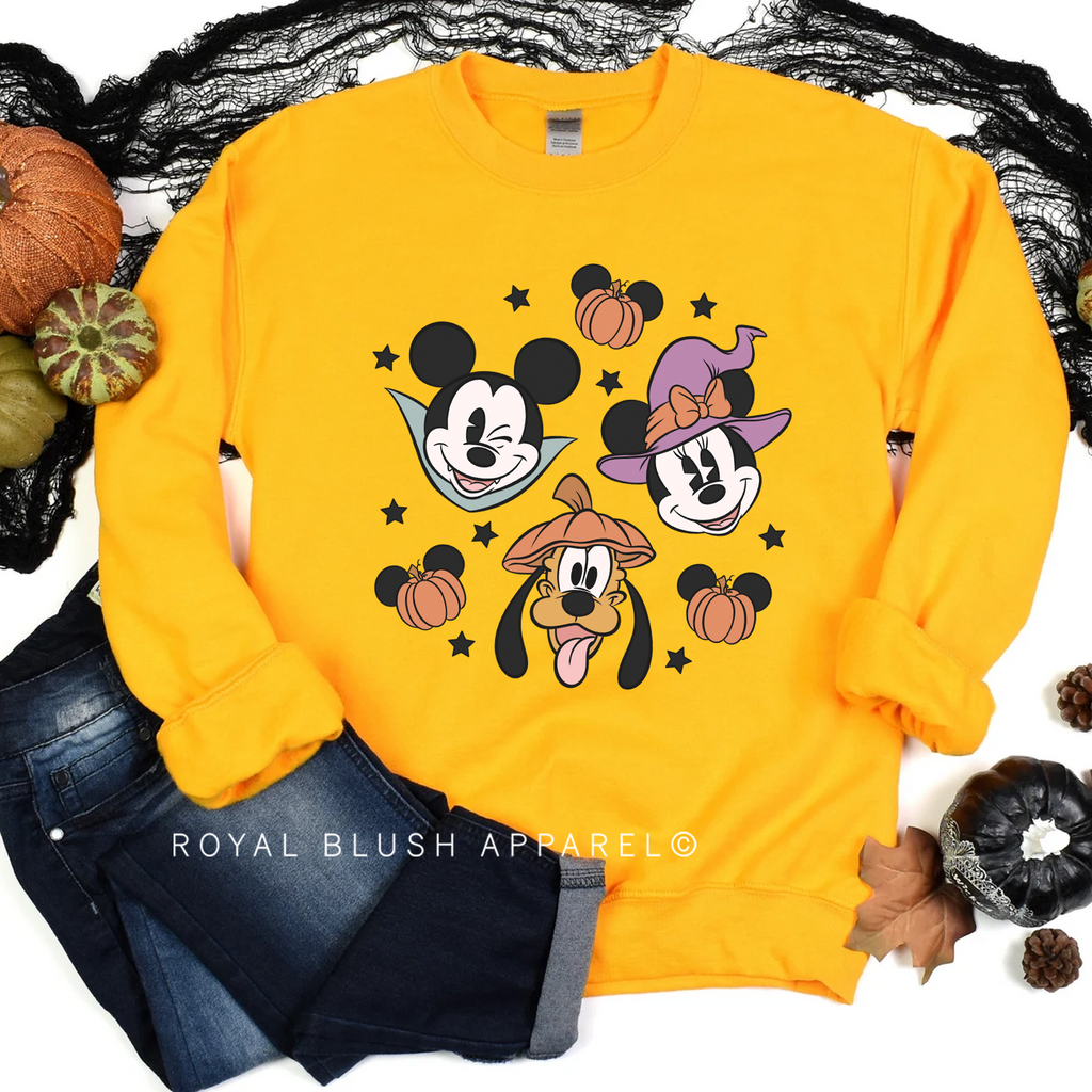 Mouse Vampire and Witch Sweatshirt Halloween graphic Sweatshirt mockup.