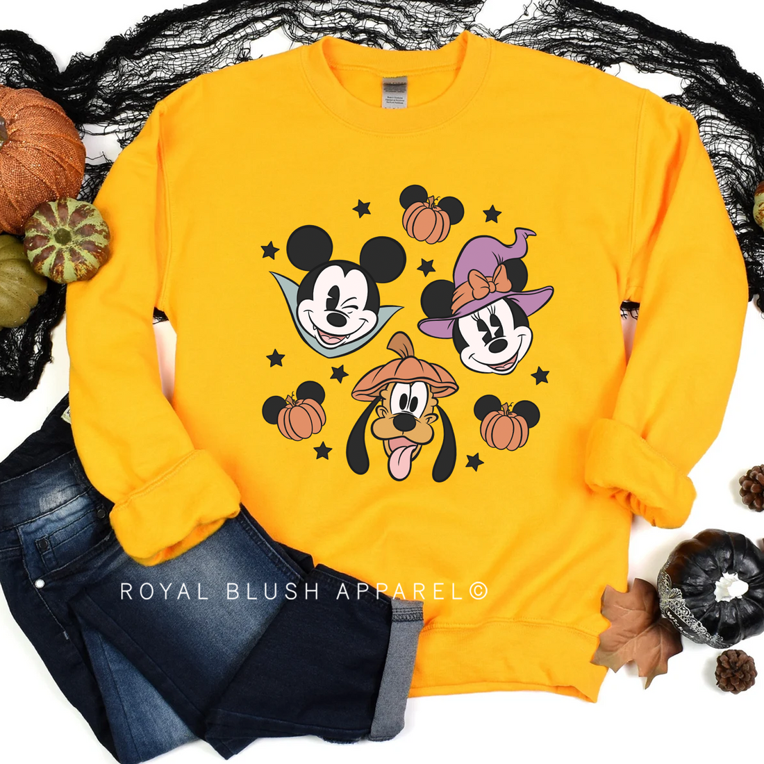 Minnie sorcière, souris vampire et citrouille Dingo Sweatshirt