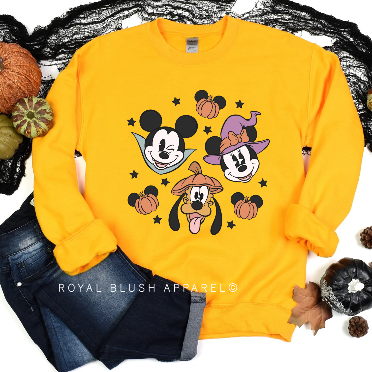 Minnie sorcière, souris vampire et citrouille Dingo Sweatshirt