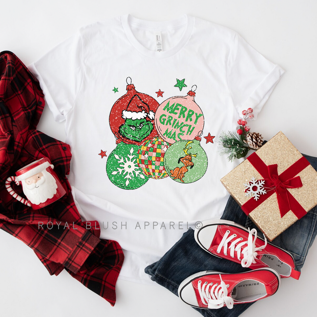 Merry Grinchmas Ornaments Relaxed Unisex T-shirt