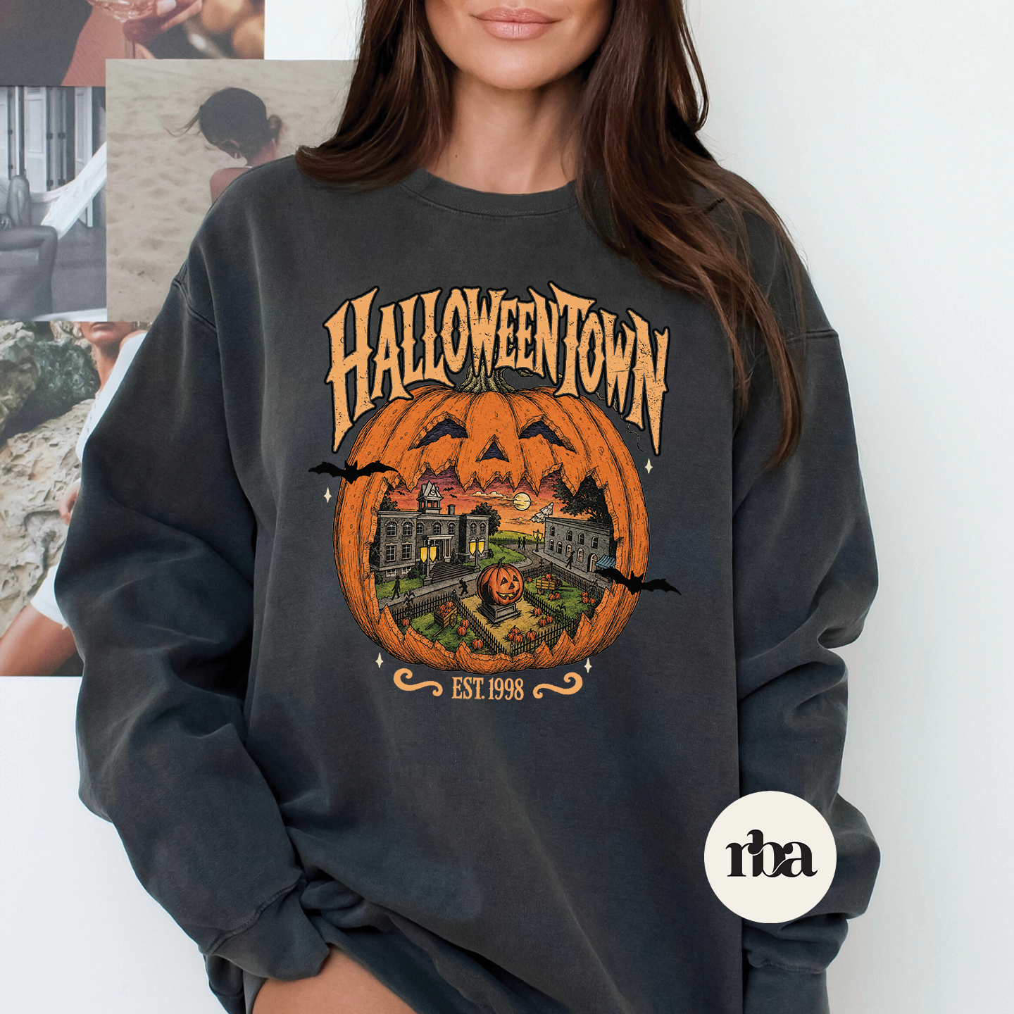 Halloweentown Sweatshirt mockup.