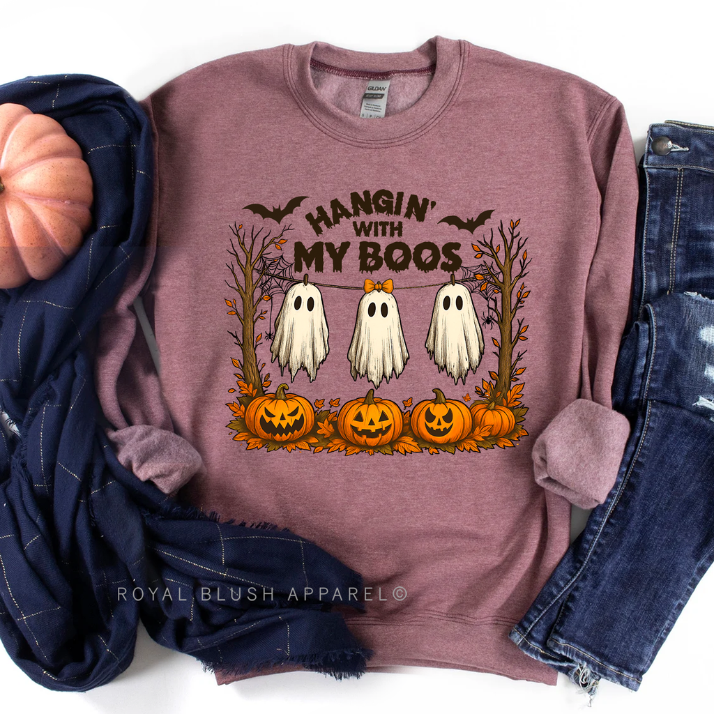 Hanging' With My Boos Sweatshirt Halloween graphic Sweatshirt mockup.