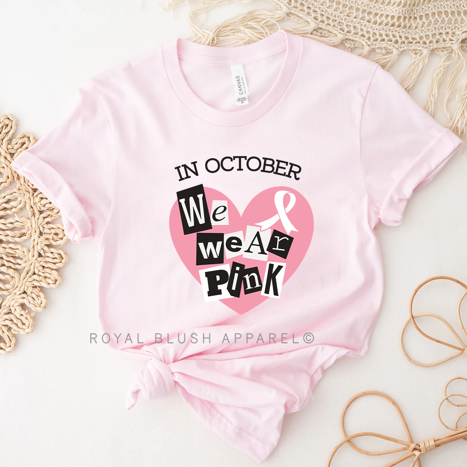 Heart In October We Wear Pink Relaxed Unisex T-shirt