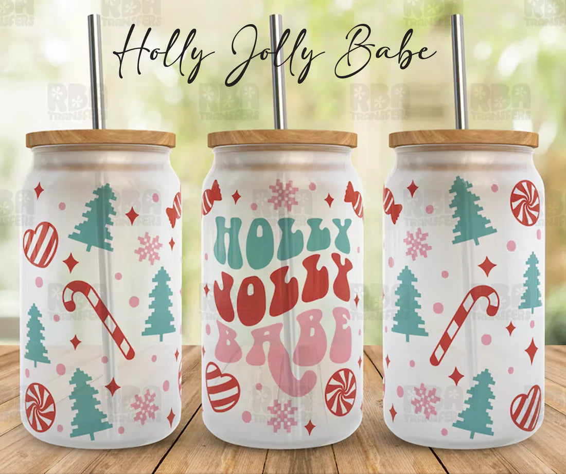 Holly Jolly Babe Iced Coffee Glass