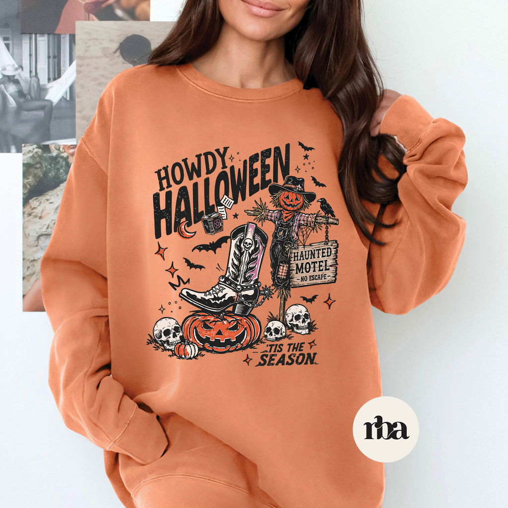 Howdy Halloween Sweatshirt mockup.