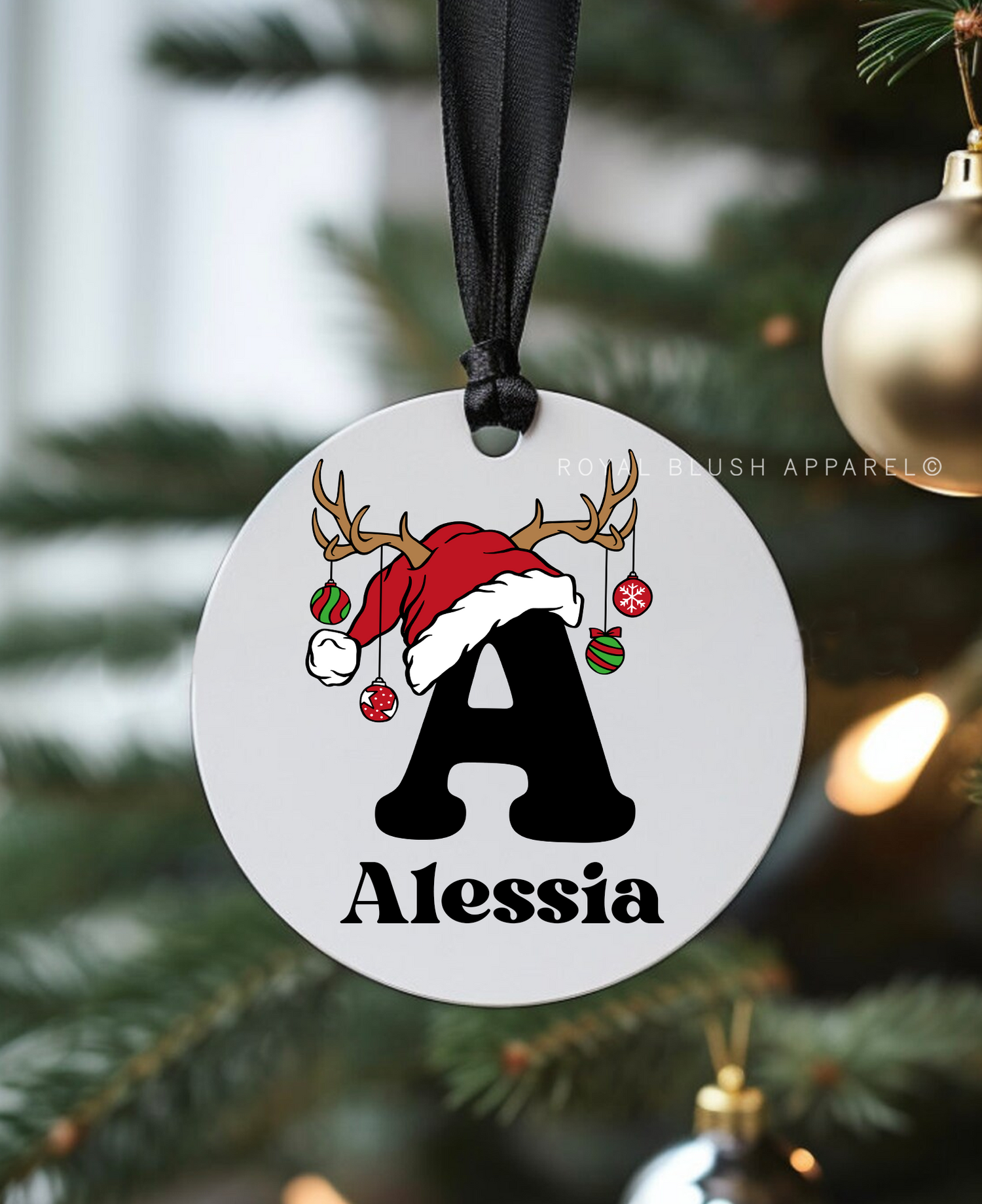 Custom Initial &amp; Name Round Ornament