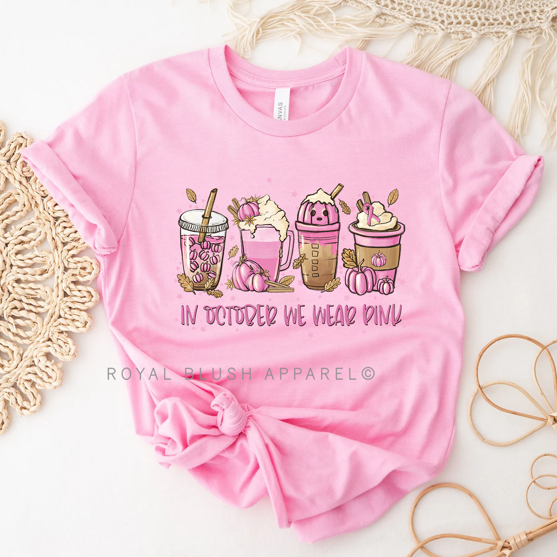 Coffee In October We Wear Pink Relaxed Unisex T-shirt