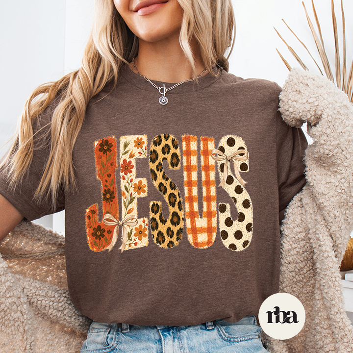 Jesus faith-inspired graphic T-shirt mockup.