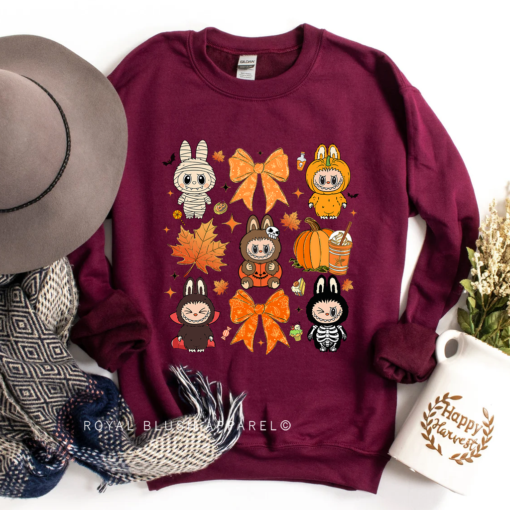 Labubu Bows Sweatshirt Fall graphic Sweatshirt mockup.