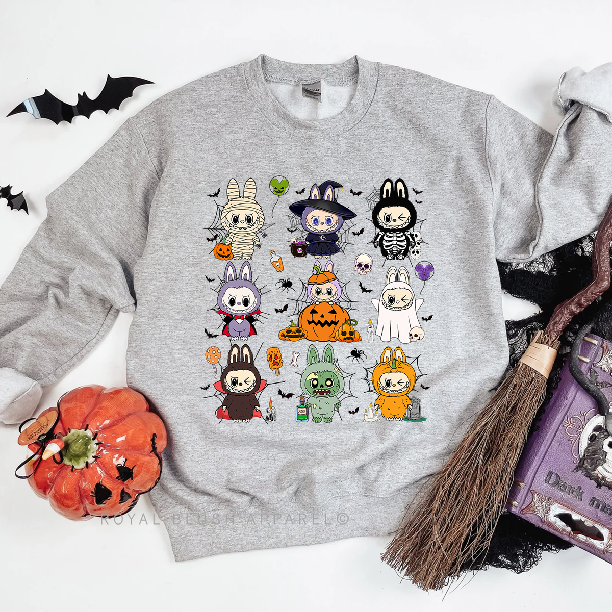 Labubu Checkered Halloween Sweatshirt graphic Sweatshirt mockup.