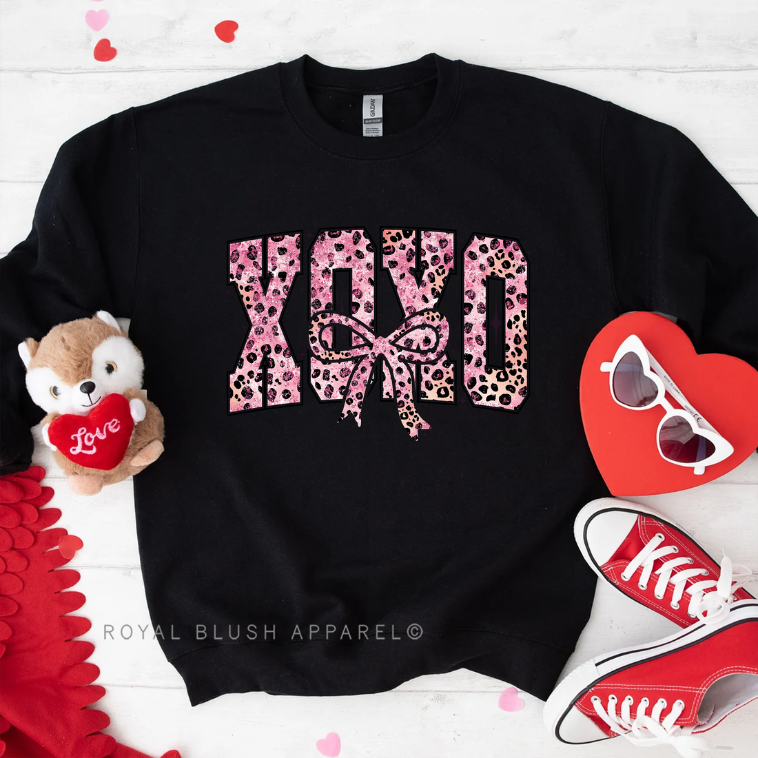 Leopard XOXO Bow Sweatshirt