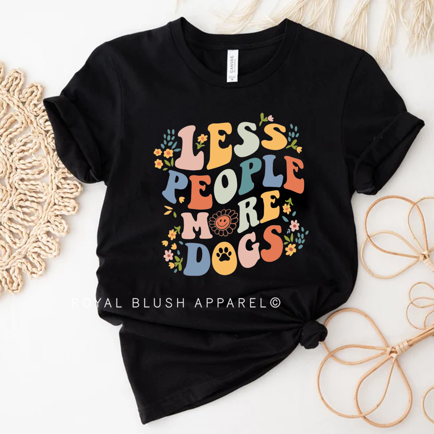 Less People More Dogs Relaxed Unisex T-shirt